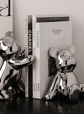 贝汉美新品暴力熊书立客厅装饰品摆件轻奢高档书房电视柜陶瓷书档