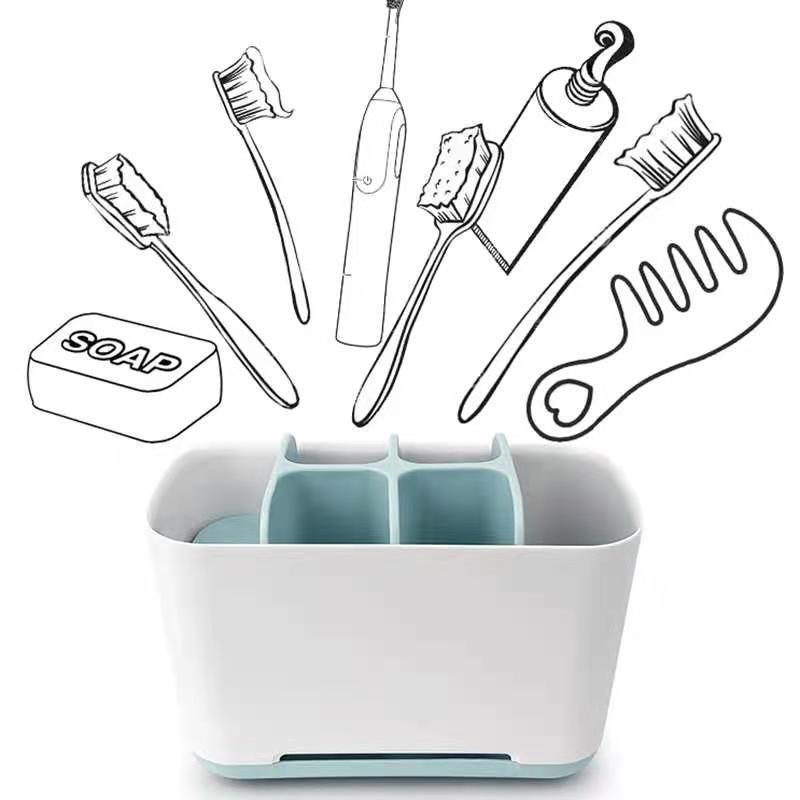 牙刷置物架桌面创意简约牙膏收纳架卫生间浴室洗漱台及梳子收纳盒