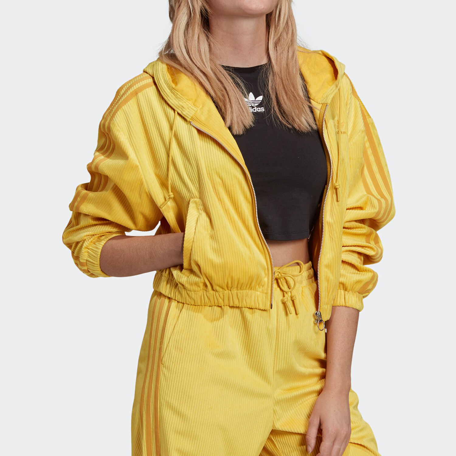 Adidas/阿迪达斯正品三叶草女士连帽时尚潮流夹克外套GU0827 - 图0