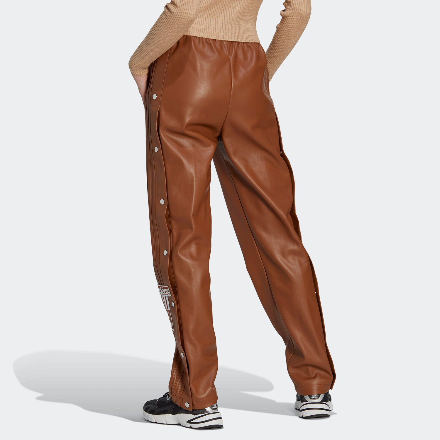 Adidas/阿迪达斯正品三叶草新款女子侧按扣皮裤长裤II6098,淘宝优惠券,粉丝福利购,淘宝优惠卷