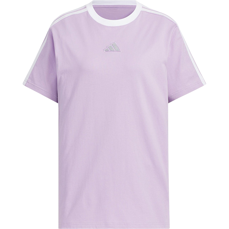 Adidas/阿迪达斯正品夏季女士圆领条纹运动宽松休闲短袖KB7760 - 图3