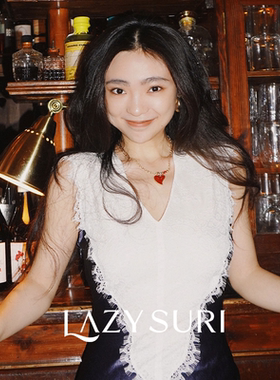 LAZYSURI珐琅爱心项链女款吊坠