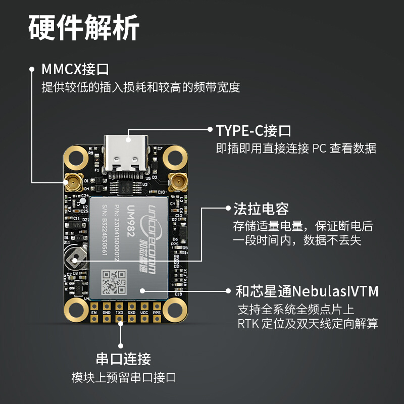 全星全频段RTK gnss模块um982高精度厘米级差分相对定位定向um960 - 图2