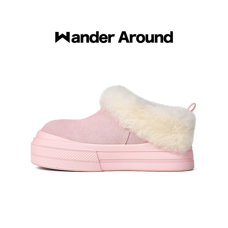 Wander around冬季新款厚底增高6cm雪地靴防水保暖短筒靴 - 图0