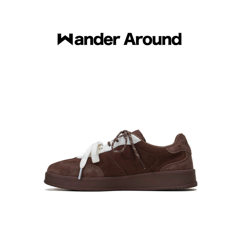 Wander around2025秋季新款棕色拼白厚底增高休闲鞋复古德训鞋女,淘宝优惠券,粉丝福利购,淘宝优惠卷