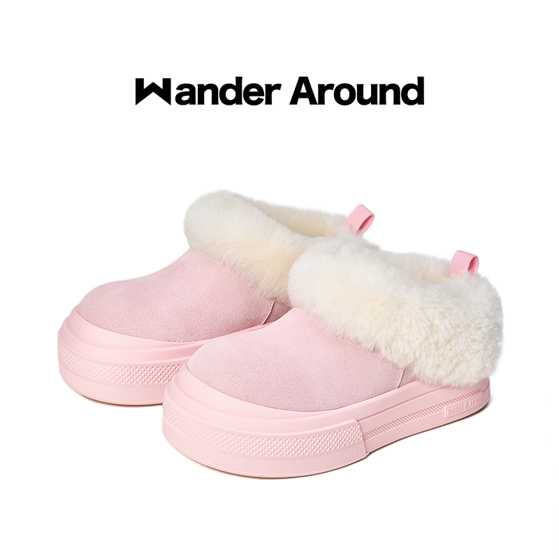 Wander around冬季新款厚底增高6cm雪地靴防水保暖短筒靴 - 图1