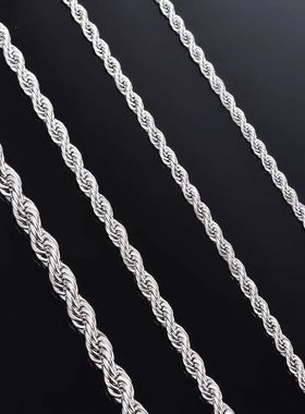 1 piece 925 sterling silver Width 2mm/3mm/4mm Rope Chain Nec
