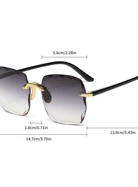 Square Rimless Fashion Sunglasses for Women Men Summer Gradi