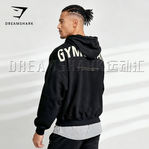 GYMSHARK肌肉鲨鱼短款连帽卫衣秋冬运动长袖CF综合训练毛圈健身服 - 图3