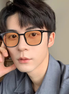 潮牌茶色近视镜男大脸高级感新款