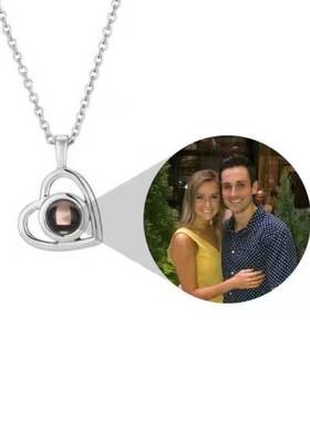 欧美跨境100种语言我爱你投影项链女定制高清彩图七夕情人节礼物