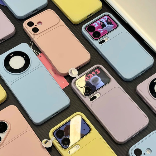 适用iPhone17/16promax新款ins风简约纯色大视窗手机壳小米17pro高级感vivos30防摔reno15软壳华为pura90全包 - 图3
