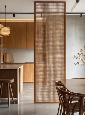 定制藤编木架手工编藤实木框架创意柜门挂件相框架电表箱透气实木