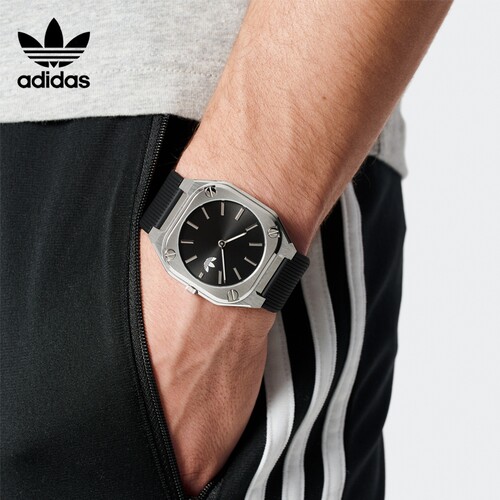 adidas Originals阿迪达斯三叶草官方不锈钢表壳石英男款学生手表 - 图1