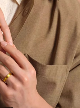 金包银平安无事对戒平板素圈戒子实心指环男女情侣款福慧戒圈礼物