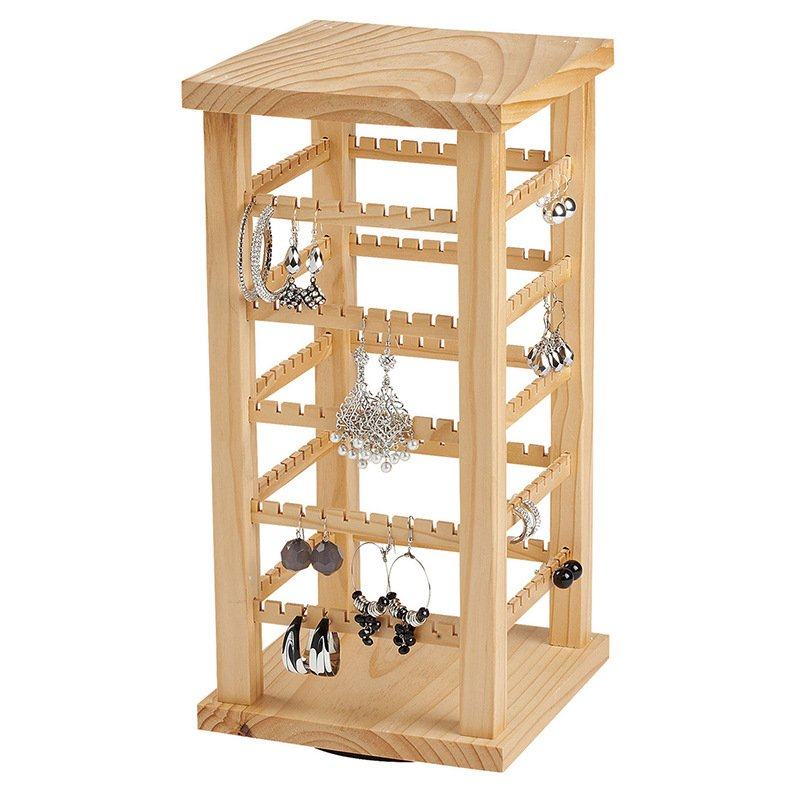 跨境代发耳环项链展示架多层旋转木制首饰架珠宝耳环挂架饰品收纳,淘宝优惠券,粉丝福利购,淘宝优惠卷