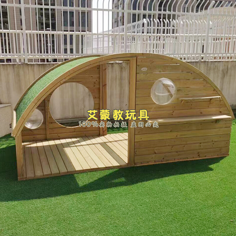 儿童木质户外生态小屋阳光小屋幼儿园户外剧场小卖部木制游戏小屋-图0