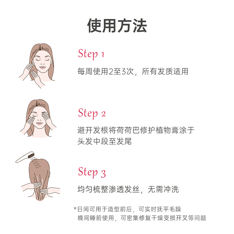 YvesRocher伊夫黎雪荷荷巴修护植物膏免洗护发精华乳防毛躁柔顺