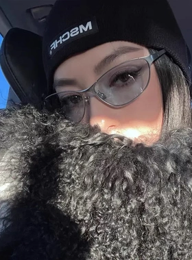 欧美风未来感Y2K气质猫眼墨镜女高级感防风护目镜金属太阳镜外贸