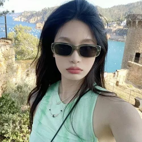 fake同款果冻冰透感方框墨镜防紫外线太阳眼镜抹茶绿高级感gotcha - 图0
