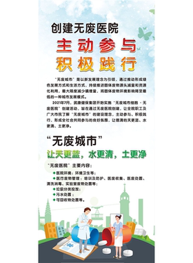 无废医院共享海报展板创造绿色工厂无废城市生产绿色产品墙贴纸