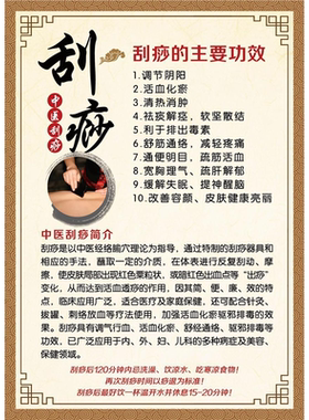 中医理疗馆推拿拔罐刮痧科普自粘海报养生馆墙贴挂画广告贴纸
