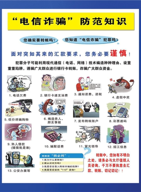 防诈骗墙贴纸防骗贴纸构建平安社区挂图防电信网络诈骗宣传海报画