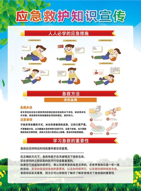 脊柱骨折急救海报烧伤急救贴画应急救护知识挂图医院诊所墙壁贴纸