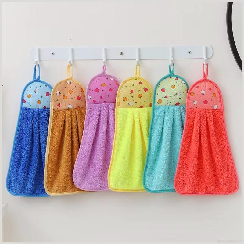 擦手巾挂式厨房可爱毛巾抹布吸水家用卫生间手布手帕珊瑚绒擦手