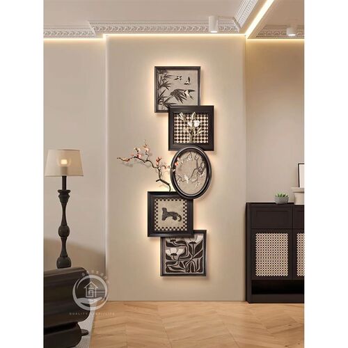 中古风玄关装e饰画法式覆古客厅入户高级感壁灯画走廊尽头艺术挂 - 图1