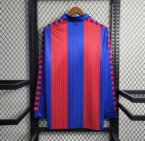 91 92 Retro Barcelona Long Stoichkov LAUDRUP Soccer Jersey - 图1