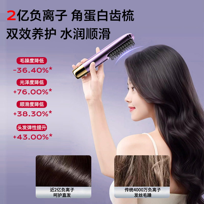 戴觅无线直发梳负离子不伤发迷你便携卷发棒神器充电直卷两用梳子 - 图2