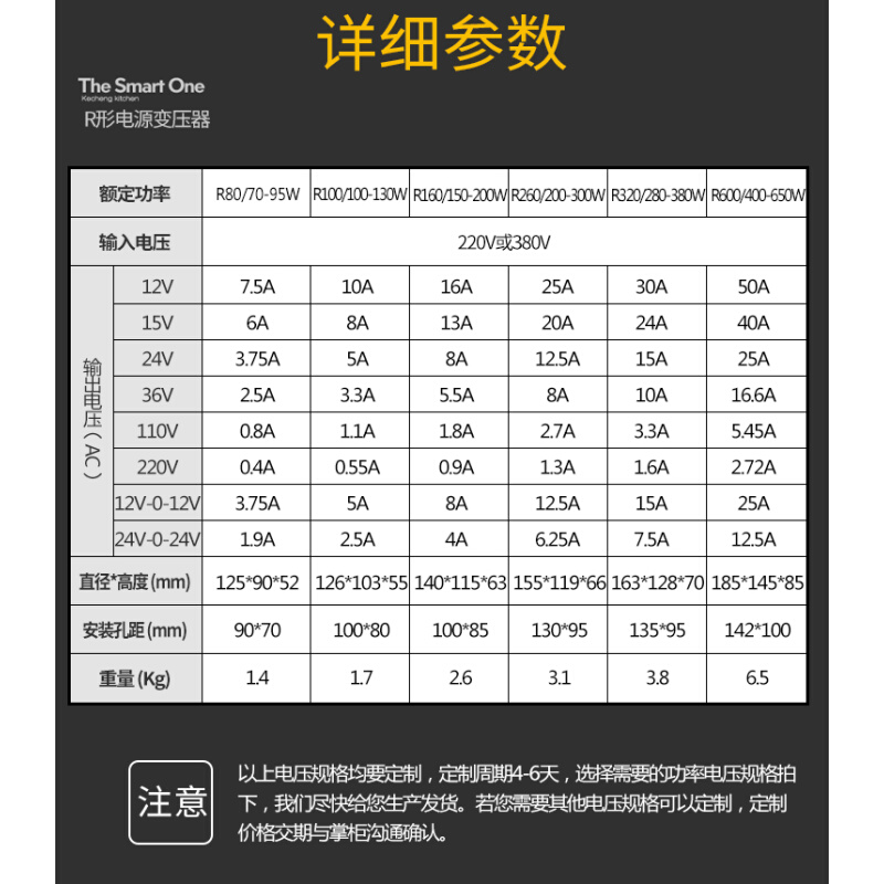 R80R100R160R260R320R600型电源变压器定制220V转12V15V24V36V110-图0