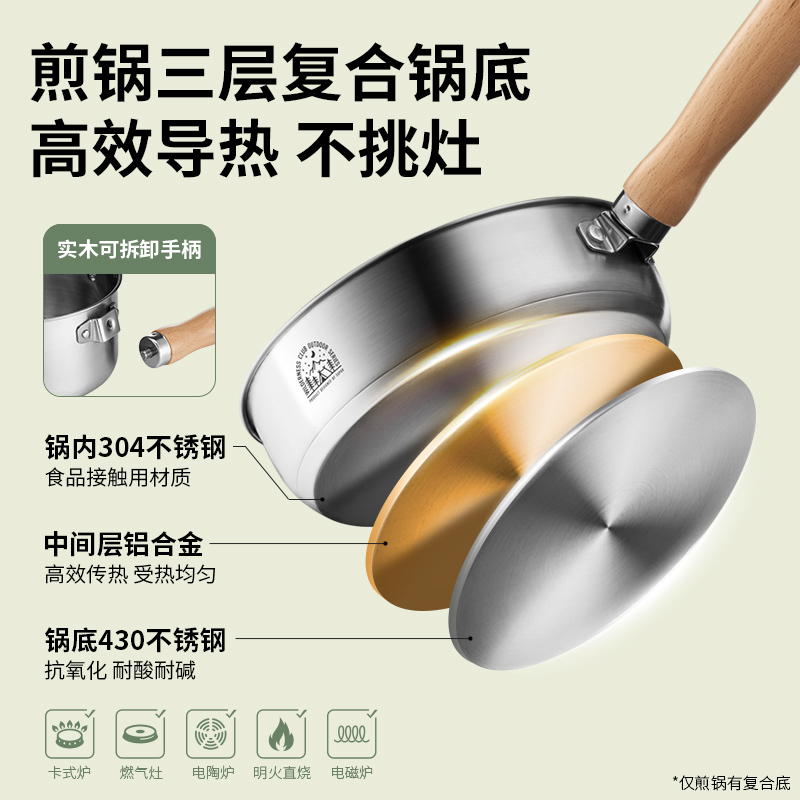 苏泊尔户外不锈钢套锅气炉具露营炉灶旅行便携式全套套装野营炊具