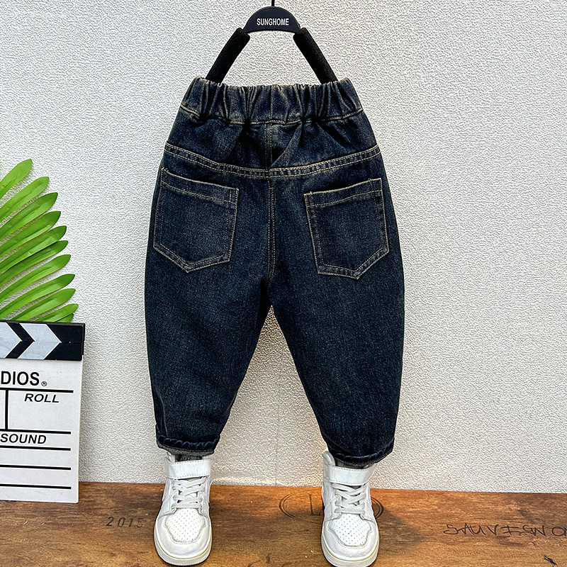 巴拉妮琪童装男童裤子春秋款2025新款宝宝时髦破洞长裤儿童牛仔裤 - 图1