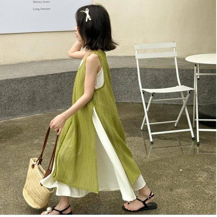 巴拉妮琪女童套装连衣裙2025年新款高级感吊带中大童度假风两件套,淘宝优惠券,粉丝福利购,淘宝优惠卷