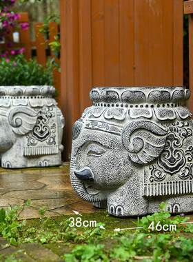 庭院布置大象摆件一楼小院子别墅门口装饰农家入户花园仿石造景i.