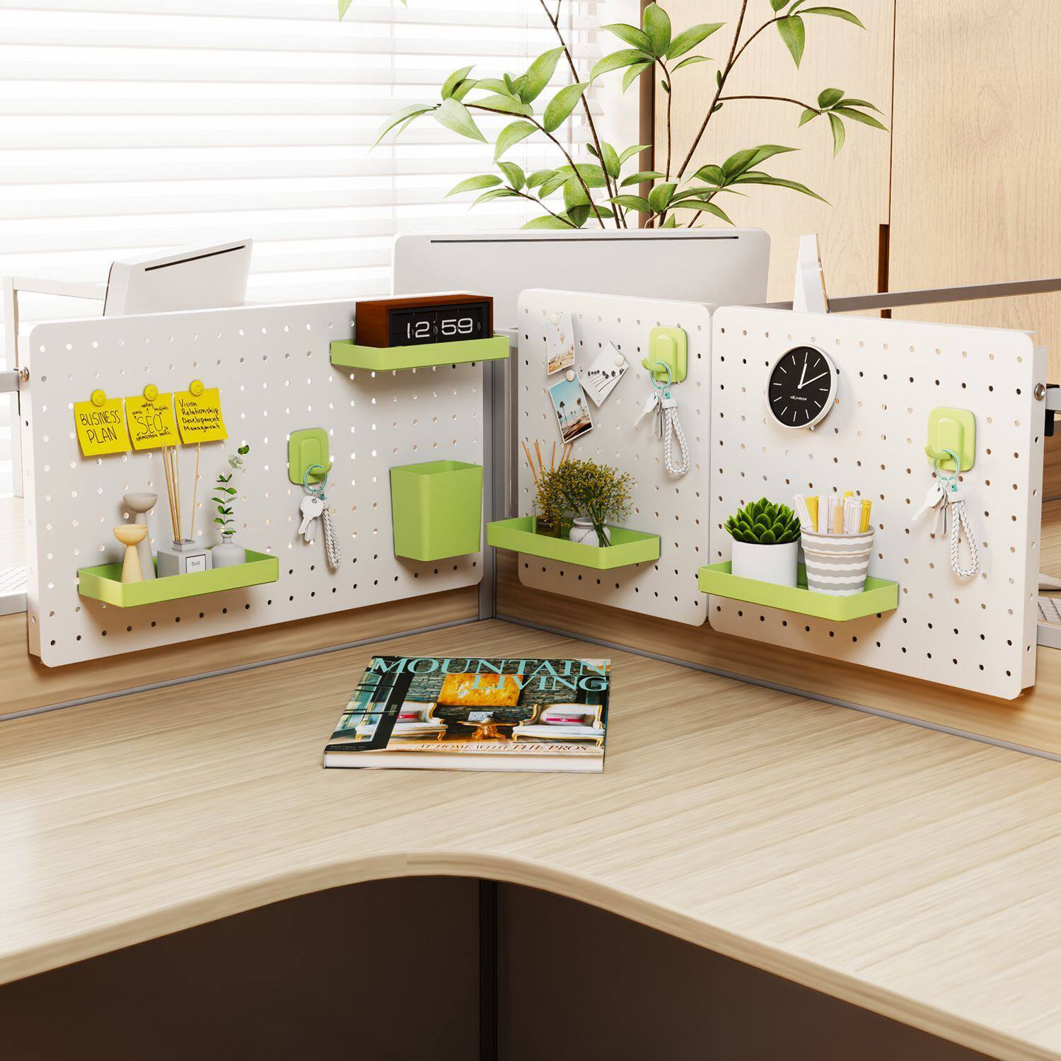 Desktop perforated board storage rack, no punching, vertical computer desk, office partition, baffle storage display rack
