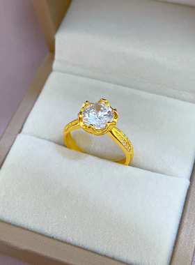 【真金电镀】开口戒指锆石轻奢个性指环食指戒网红同款简约冷淡风