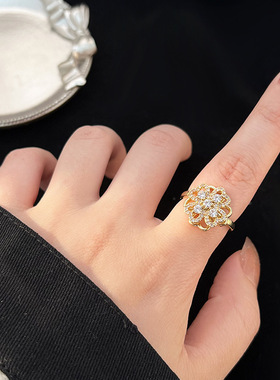 高级感辣妹饰品韩镶设计版指环戒微锆石手女开口戒指简约小众