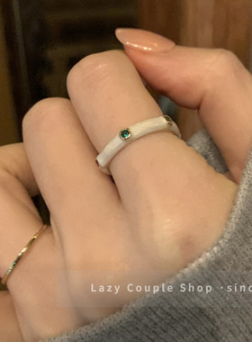 彩色锆石滴釉戒指女高级感轻奢芒星开口指环戒ins风小众气质手饰