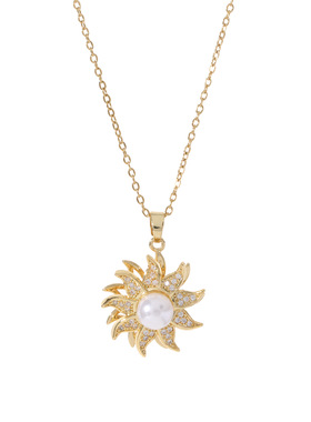 项链女网红爱心锆石花朵小众轻奢新款设计感吊坠气质套装钛钢项链