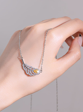 欧美轻奢简约钛钢项链女时尚蝴蝶结吊坠银色满钻高级感网红锁骨链