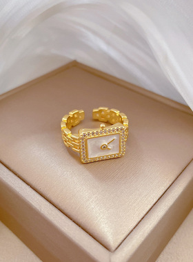 【真金】手表锆石戒指开口可调节款简约手饰日系指环情侣对戒