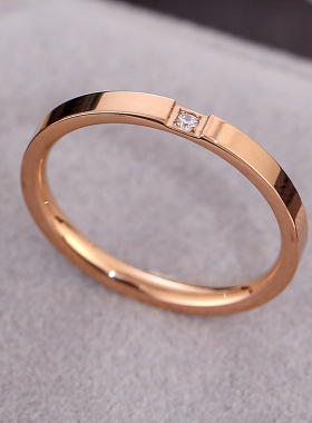 简约韩版钛钢一钻防褪色镶钻情侣戒指对戒细气质网红潮流饰品