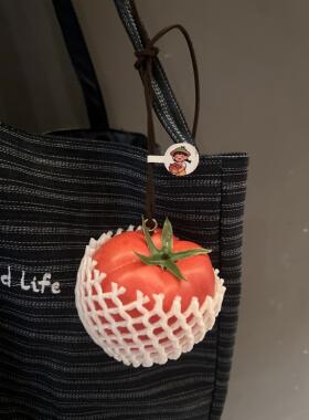 番茄挂件彷真蔬菜水果包包挂坠创意减压钥匙扣装饰车载后视镜挂饰