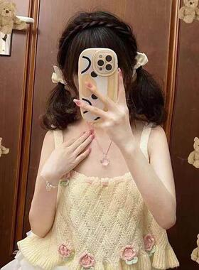 动漫可爱的猫项炼，可爱的粉红色水晶少女风格吊坠，甜美的夏天闺