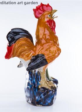 石湾陶瓷鸡摆件风水福鸡生肖鸡客厅工艺品摆件新中国风家居摆件