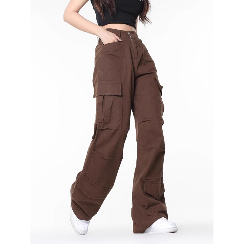 工装裤女2023新款小个子设计感高腰垂感时尚洋气显瘦阔腿休闲裤