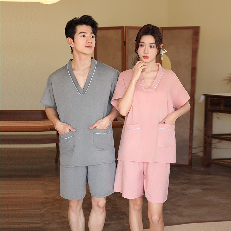 棉洗浴服情侣男女大码汗蒸服短款浴衣浴裤足疗足浴服按摩桑拿衣服,淘宝优惠券,粉丝福利购,淘宝优惠卷